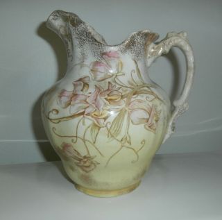 Antique Maddock’s Lamberton Royal Porcelain Floral Pitcher 7.  5 " Tall