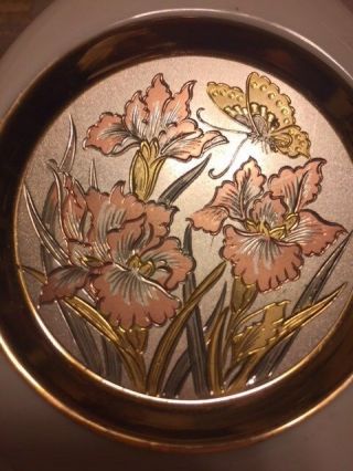 The Art Of Chokin Fine Porcelain 24k Gold Edged 2 Trinket Boxes & 1 Small Vase