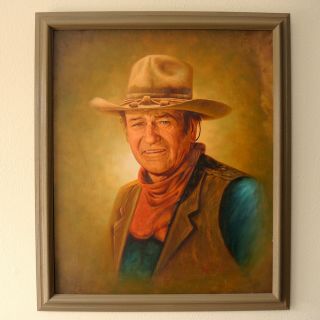 Vintage John Wayne Portrait Painting " The Duke " Signed Lee Young 20x24