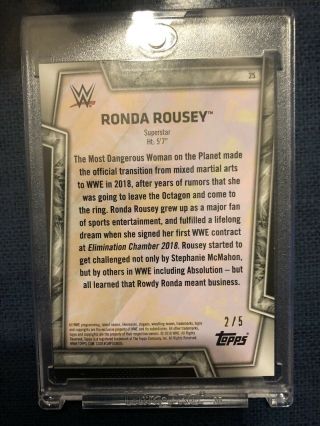 2018 Wwe Woman’s Division Ronda Rousey Black Parallel Rookie Auto /5 Rare 2