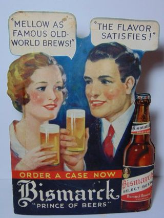 Old Vintage 1930s Bismarck Beer Brewing Co.  Chicago Illinois Advertising Sign