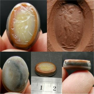 Roman Ancient Agate Seal Stone King Lovely Intaglio 32