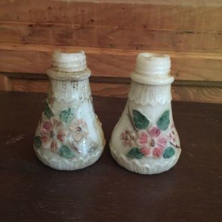 Antique Milk Glass Cosmos Salt And Pepper Shakers