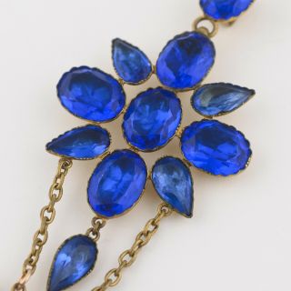 Antique Georgian Huge 6” Sapphire Blue Paste Flower Stomacher Pendant
