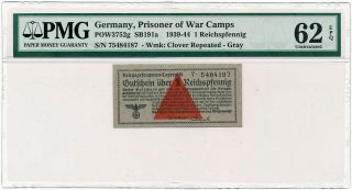 Germany - 1 Reichspfennig 1939 - 44 Ww2 Pow Camp Pmg Unc 62 Epq