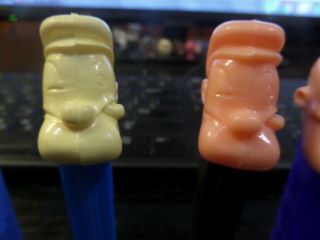 4 PEZ VIntage POPEYE A AND B RARE COLORS HEADS No Feet 2