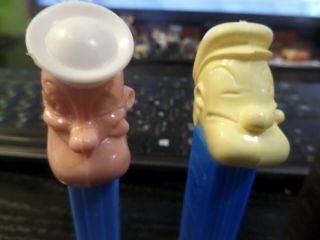 4 PEZ VIntage POPEYE A AND B RARE COLORS HEADS No Feet 3