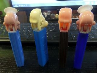 4 PEZ VIntage POPEYE A AND B RARE COLORS HEADS No Feet 5