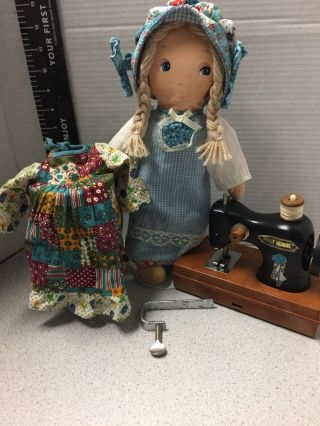 Vintage Holly Hobbie Childrens Sewing Machine Parts or Decor c.  1975,  Doll Dress 4