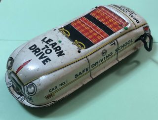 Vintage Marx Wind Up Pressed Tin Litho Toy Safe Driving School Car No.  1 - 6.  75 "