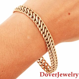 Italian Milor 14K Yellow Gold Double Curb Link Chain Bracelet 8.  3 Grams NR 2