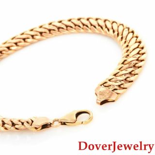Italian Milor 14K Yellow Gold Double Curb Link Chain Bracelet 8.  3 Grams NR 5