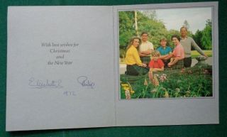 Antique Signed Christmas Card Queen Elizabeth Ii Prince Philip Prime Minister