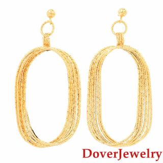 Italian Milor 14K Yellow Gold Dangle Multi - Strand Hoop Earrings NR 3