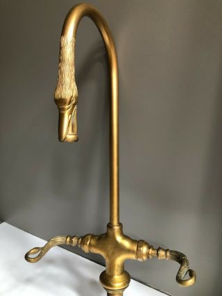 Vintage T&s Brass Gooseneck Kitchen Faucet - W/swan Head - 2 Handle