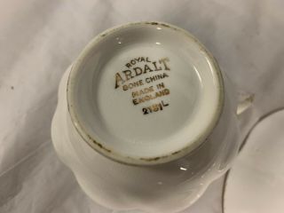 Vintage Royal Ardalt England Tea Cup & Saucer White,  Pink Roses Gold Trim 5
