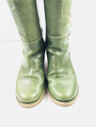 FIORENTINI,  BAKER BOOTS 36 RARE VINTAGE BUTTON GREEN LEATHER $650 BARNEYS NYC 6