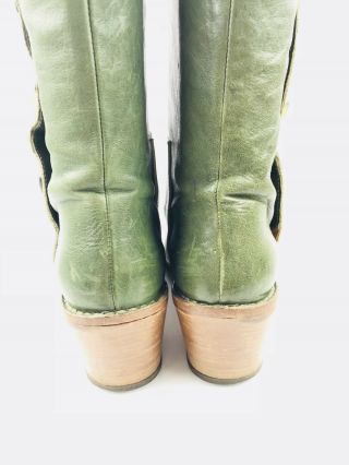 FIORENTINI,  BAKER BOOTS 36 RARE VINTAGE BUTTON GREEN LEATHER $650 BARNEYS NYC 7