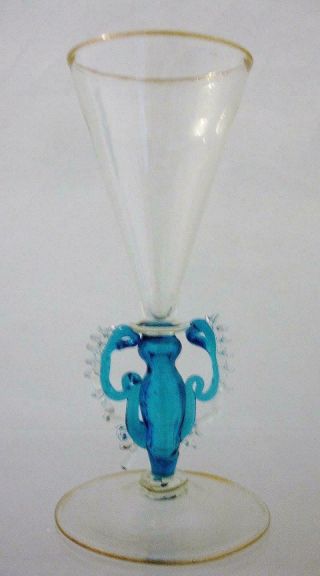 Hand Blown Glass With Pincered Stem Maybe Venetian Or Dutch