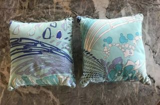 Vintage Emilio Pucci Authentic Made In Italy Abstract Pillows Rare Set Of 2