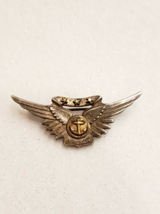 Ww2 Us Navy Air Crew Wing Badge Pin Amico Sterling