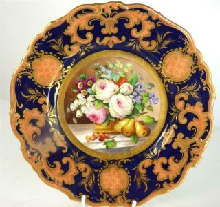 M021 Fine Antique English Ridgway Porcelain Plate Fruit Flowers 6/2767 H