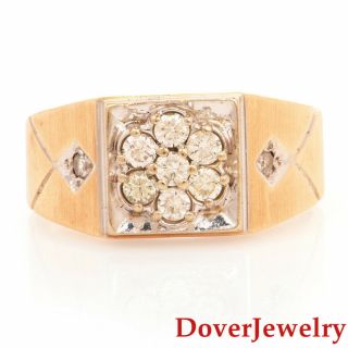 Estate Diamond 14k Gold Floral Cluster Geometric Ring 6.  6 Grams Nr
