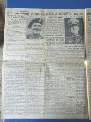 June 6,  1944 St Louis Newspaper,  Allies Invade Normandy,  Stan Musial 5