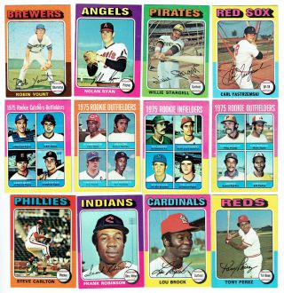 1975 Topps Near Complete Baseball Card Set Vintage 562 Of 660 Cards Yount Rc