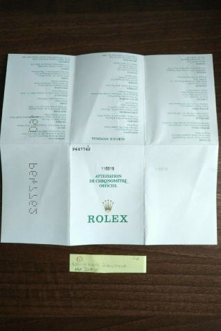 ROLEX DAYTONA 116519 GUARANTEE CERTIFICATE - UK - RARE - COLLECTORS - NO DATE 2
