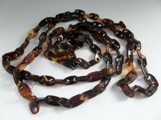 Fine Antique Tortoiseshell Chain Possibly For A Lorgnette Or Muff - Victorian.