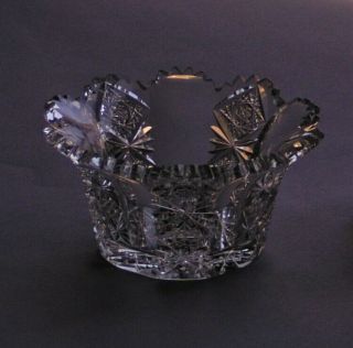 ANTIQUE RARE SIGNED HAWKES TEUTONIC PATTERN HEAVY CUT GLASS SUGAR & CREAMER 3