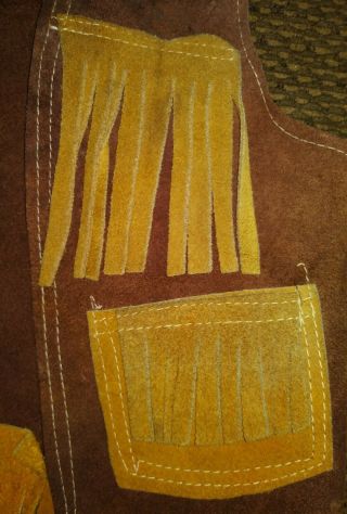 Vintage 1970s Size 4 - 5T Childs Leather Cowboys & Indians Fringe Vest 4