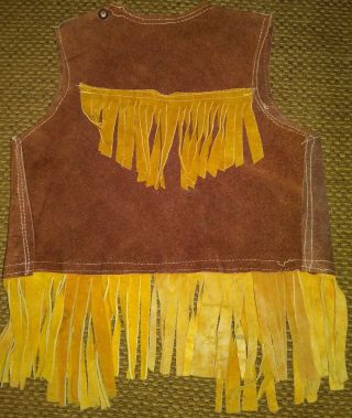 Vintage 1970s Size 4 - 5T Childs Leather Cowboys & Indians Fringe Vest 5