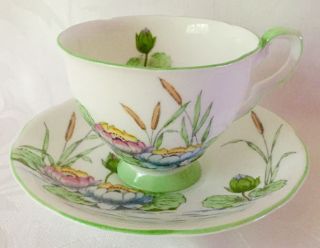 Wonderful Royal Stafford Hand Painted Water Lilies Bone China Cup & Saucer,  7064