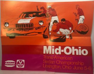 Vintage 1970s Trans - Amer Sedan Championship Ohio Showroom Racing Victory Poster