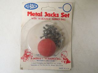 Vintage 1970s Metal Jacks Set And Hi Bounce Ball Fli - Back In Package