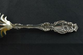 Whiting Division Lily Sterling Silver Salad Serving Spoon w/ Gold Wash - 9 
