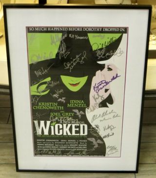 Rare Wicked “original Broadway Cast” Signed Window Card / Poster