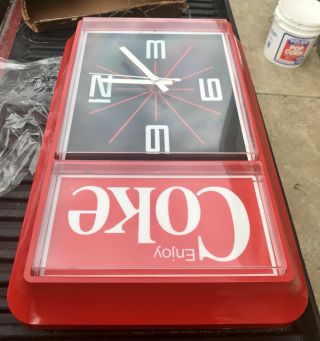 NOS Vintage 1985 Coca - Cola Ridan Electric Wall Clock 7