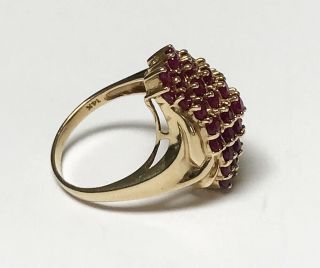 VINTAGE LARGE 14K YELLOW GOLD CLUSTER RUBY STONE RING SIZE 9 4