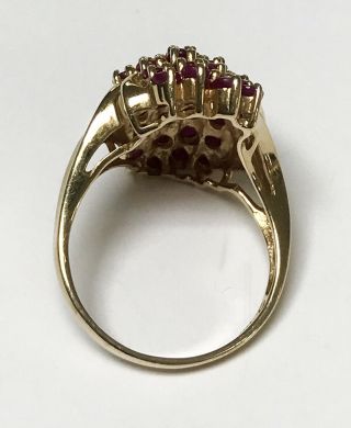 VINTAGE LARGE 14K YELLOW GOLD CLUSTER RUBY STONE RING SIZE 9 5