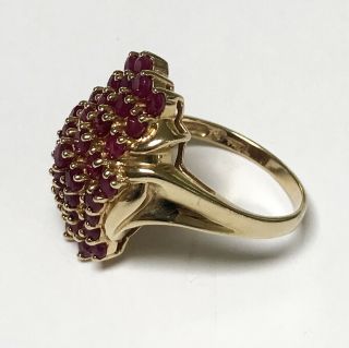 VINTAGE LARGE 14K YELLOW GOLD CLUSTER RUBY STONE RING SIZE 9 6