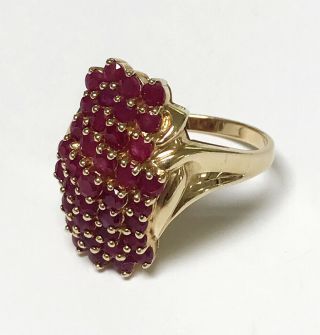 VINTAGE LARGE 14K YELLOW GOLD CLUSTER RUBY STONE RING SIZE 9 7