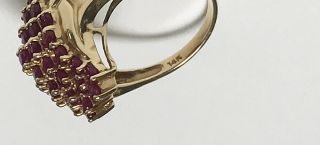 VINTAGE LARGE 14K YELLOW GOLD CLUSTER RUBY STONE RING SIZE 9 8