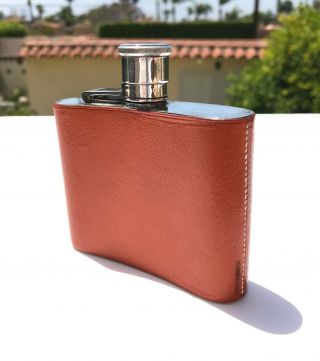 Vintage Hermes Silver And Leather Wrapped Flask