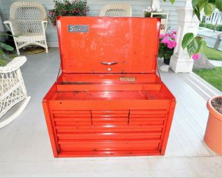 VINTAGE SNAP ON TOOL BOX CHEST,  RED 9 DRAWER KRA WITH KEY 6