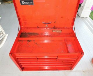 VINTAGE SNAP ON TOOL BOX CHEST,  RED 9 DRAWER KRA WITH KEY 7