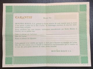 Rare Vintage Rolex Guarantee Paper 1970s Blank for 5513 6263 6265 2