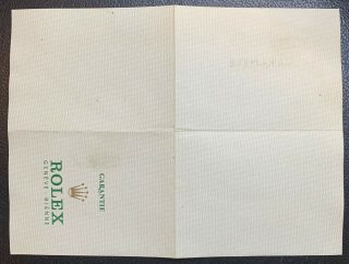 Rare Vintage Rolex Guarantee Paper 1970s Blank for 5513 6263 6265 3